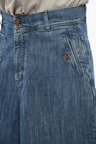 Shorts Flared Fit in Denim con Passanti