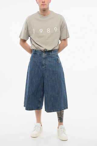 Shorts Flared Fit in Denim con Passanti
