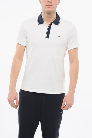 Cotton Blend Polo with Hidden Buttoning