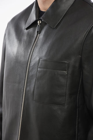Giubbotto Zip-up in Pelle con Taschino a Toppa