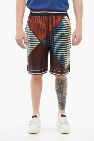 Geometric Patterned Silk Shorts