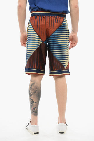 Shorts in Seta con Motivo Geometrico