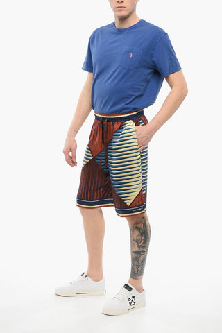 Shorts in Seta con Motivo Geometrico