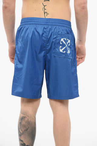 Solid Color ARROW SURFER Swim Shorts with Printed Logo