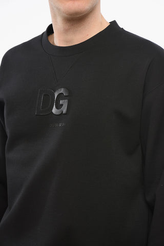 Felpa Girocollo in Misto Cotone con Logo in Rilievo