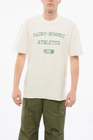 T-Shirt Girocollo SAINT-HONORE ATHLETICS in Tinta Unita con Stampa a Contrasto