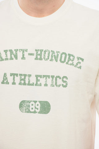 T-Shirt Girocollo SAINT-HONORE ATHLETICS in Tinta Unita con Stampa a Contrasto