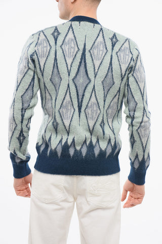Mohair-Blend Cardigan with Diamond Pattern