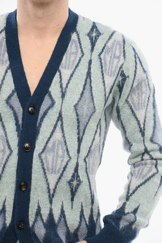 Mohair-Blend Cardigan with Diamond Pattern