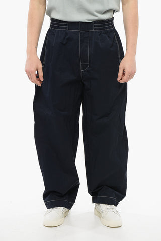 Tech Nylon Baggy Pants with Visible Stitchings