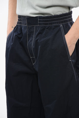 Tech Nylon Baggy Pants with Visible Stitchings