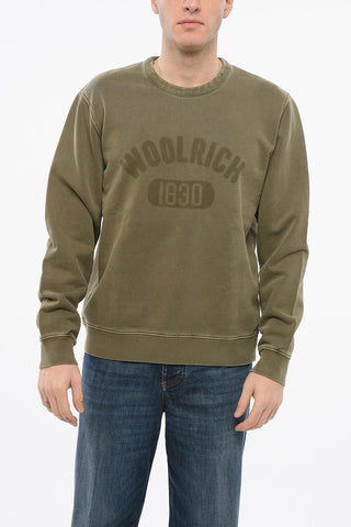Brushed Cotton Crewneck Sweatshirt with Printed Logo