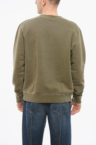 Brushed Cotton Crewneck Sweatshirt with Printed Logo
