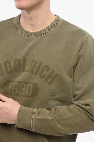 Brushed Cotton Crewneck Sweatshirt with Printed Logo
