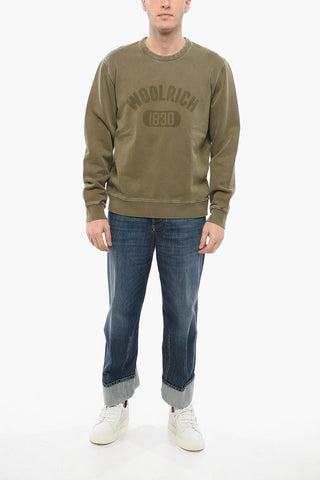 Brushed Cotton Crewneck Sweatshirt with Printed Logo