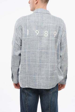 Tweed-Hemd mit aufgedrucktem Logo auf dem Rücken
