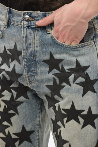 Vintage Wash CHEMIST Denims with Leather Patches 21cm