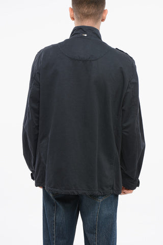 Giubbotto Multitasca in Misto Lino con Zip Frontale