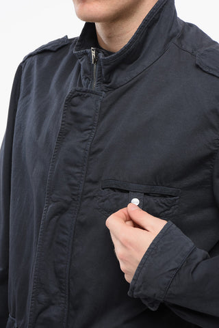 Giubbotto Multitasca in Misto Lino con Zip Frontale