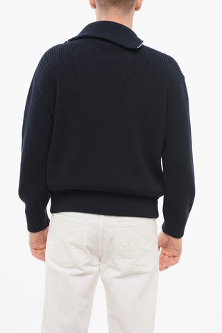 Cotton Blend DB ZIP-UP Pullover with Double Front Zip