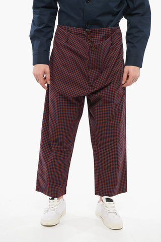 Gingham Patterned Cotton Pants