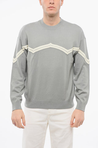 EMPORIO Virgin Wool Sweater with Herringbone Embroidery