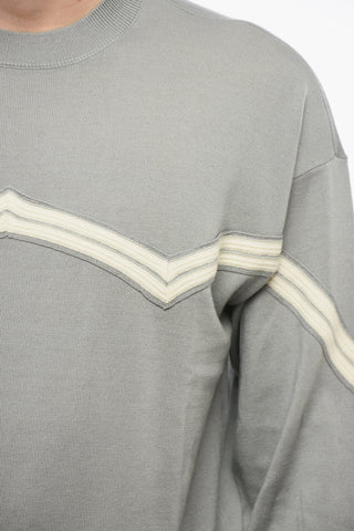 EMPORIO Virgin Wool Sweater with Herringbone Embroidery