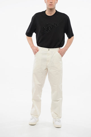 Solid Color NEWCOMB Casual Pants with Logoed Button