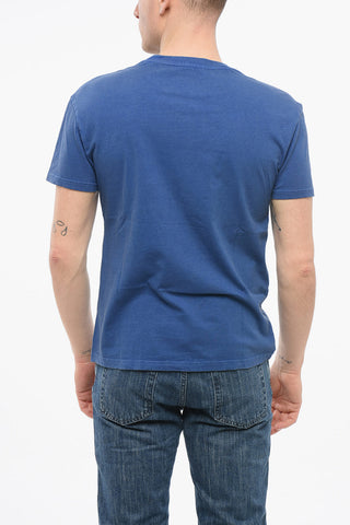 T-Shirt Girocollo in Misto Cotone con Taschino