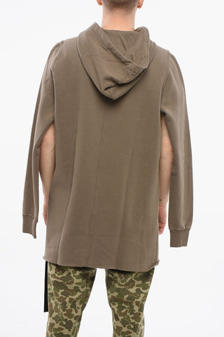 DRKSHDW Felpa Hoodie in Cotone con Cut-outs e Bordi a Taglio Vivo