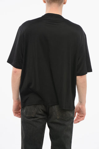 EMPORIO Cotton Blend NOIR T-Shirt with Beaded Embroidery