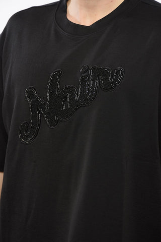 EMPORIO Cotton Blend NOIR T-Shirt with Beaded Embroidery