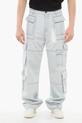 Jeans Cargo in Denim Lavaggio Chiaro 28cm