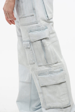 Jeans Cargo in Denim Lavaggio Chiaro 28cm