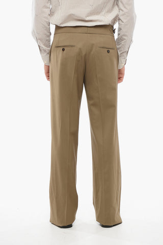 Stretch Virgin Wool Pants with Side Martingale
