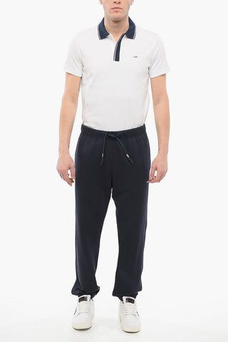 Joggers in Cotone a Tinta Unita con Elastico in Vita