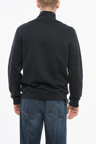 Fleeced-Cotton RASTELO Mock Neck Sweatshirt with Zipped Closure