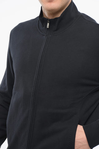Fleeced-Cotton RASTELO Mock Neck Sweatshirt with Zipped Closure