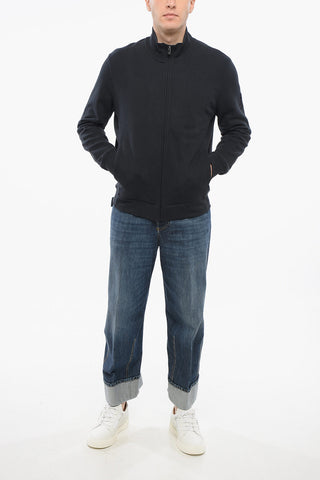 Fleeced-Cotton RASTELO Mock Neck Sweatshirt with Zipped Closure