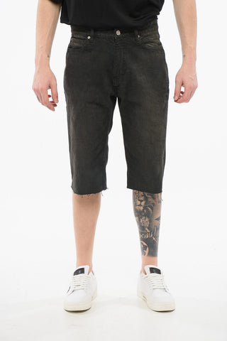 Dark Wash UNISEX Denim Shorts with Raw-cut Hem