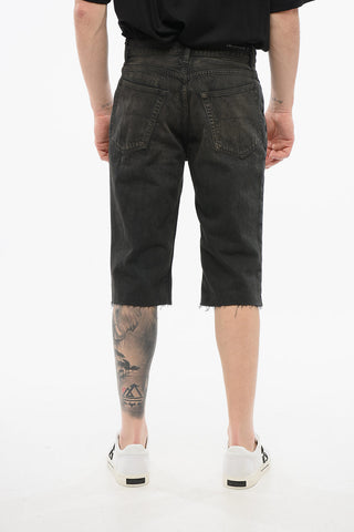 Dark Wash UNISEX Denim Shorts with Raw-cut Hem