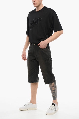 Dark Wash UNISEX Denim Shorts with Raw-cut Hem