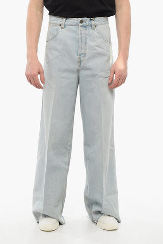 Jeans Wide Leg Lavaggio Chiaro con Fondo Sfrangiato 34cm