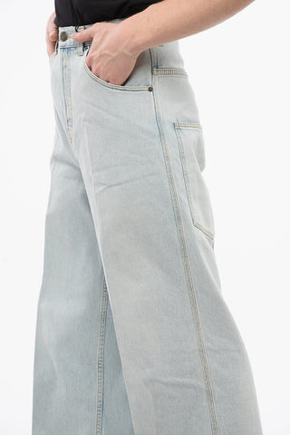 Jeans Wide Leg Lavaggio Chiaro con Fondo Sfrangiato 34cm