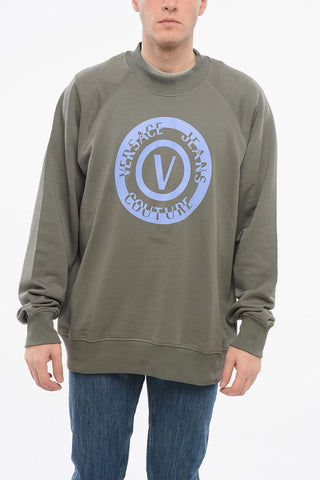 JEANS COUTURE Crew Neck Brushed Cotton Sweatshirt with Printed Logo