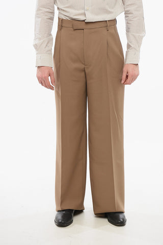 Double-pleated Wide Leg Pants with Hidden Closure