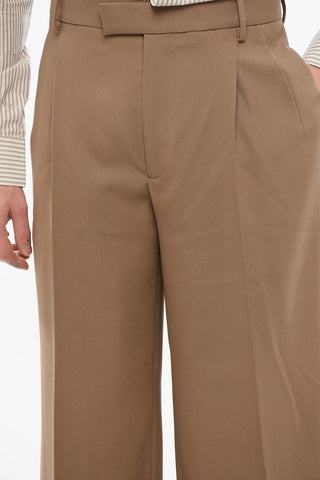 Double-pleated Wide Leg Pants with Hidden Closure