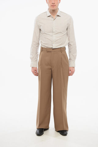 Double-pleated Wide Leg Pants with Hidden Closure