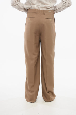 Double-pleated Wide Leg Pants with Hidden Closure