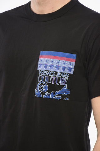 JEANS COUTURE Crew Neck Cotton T-Shirt with Printed Breast-pocket